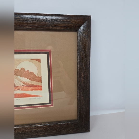 Schooner By Robert Paul 1976 Original Etching Signed By Artist In Wood Frame - Picture 4 of 16